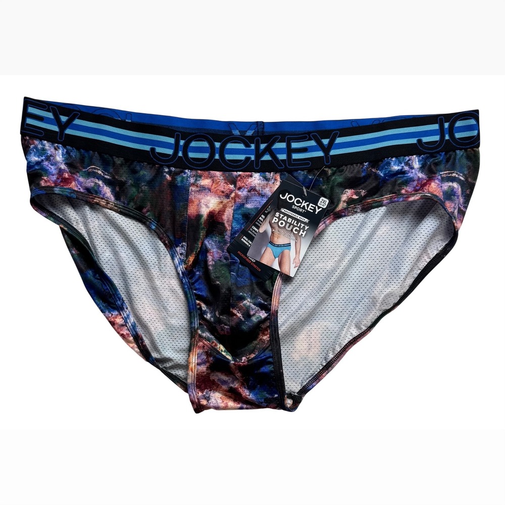 Jockey Sport Stability Pouch Briefs Mens XXL 2XL Blue Galaxy Mesh Performance